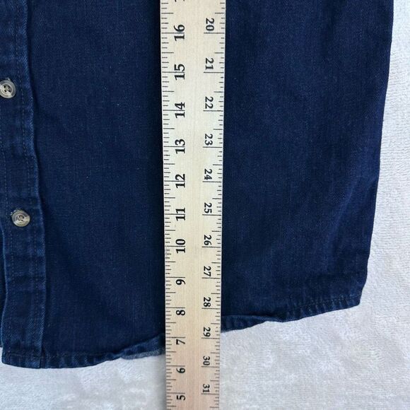 RO|MAN Shirt Mens M Dark Blue Denim Chambray Long Sleeve Flap Pocket Botton Up - Picture 6 of 6